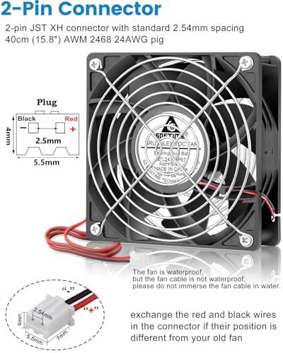 Ventilador IP67 de 24V GDSTIME resistente al agua y polvo de 120mm para entornos extremos de 2 uds 5