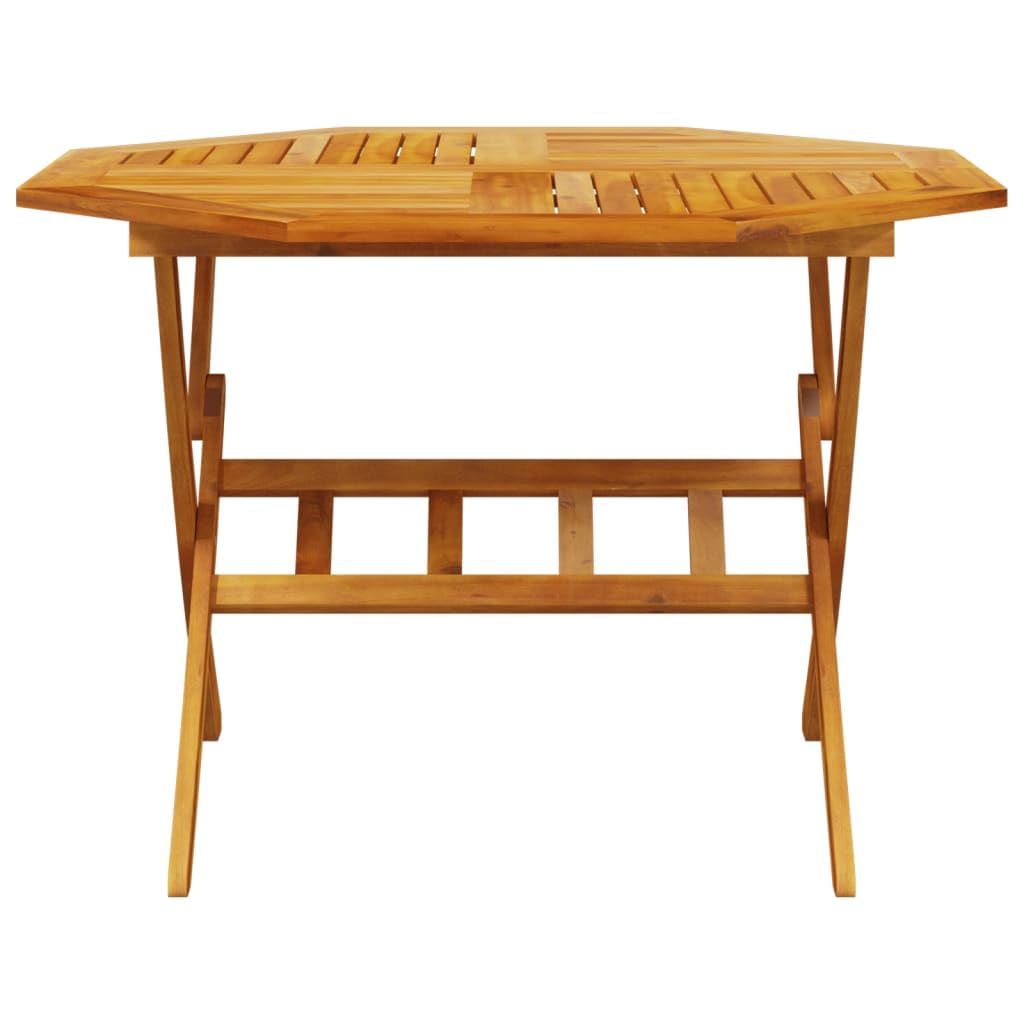 Tavolo da giardino pieghevole, diametro 110 x 75 cm, in legno massiccio di acacia | Superficie trattata a olio, design a doghe per il drenaggio dell'acqua, pieghevole salvaspazio, stabile per bevande