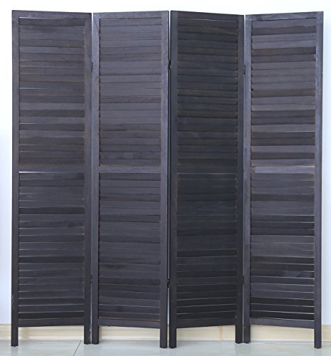 PEGANE Paravent persienne de 4 pans en Bois, Coloris Noir - Dim : H170 x L160cm