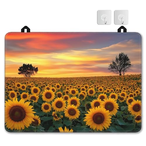Image of Electric Stove Top Cover,Sunflower Field Stove Cover for Glass Top Electric Stove,Rustic Flowers Heat Resistant Flat Top Stove Mat Countertop Protector, 28 x 20 Inch