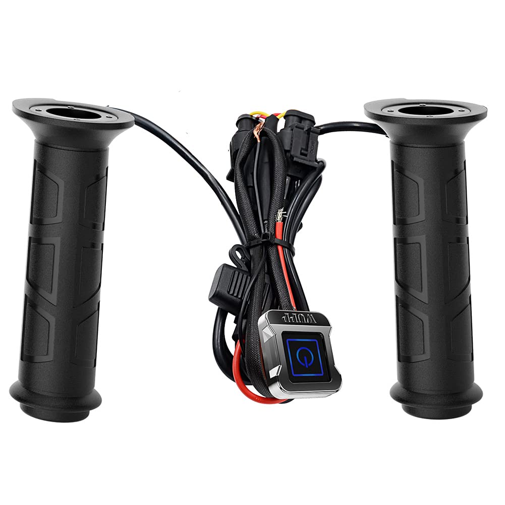 Empuñaduras de motocicleta con calefacción eléctrica para manillar ATV de 22 mm de diámetro, empuñaduras de manillar con termostato inteligente uniVe/r*sal, color negro