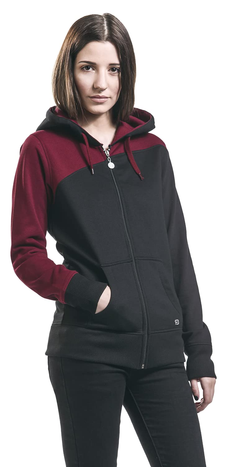 RED by EMP Femme Veste de survêtement noire et rouge avec capuche
