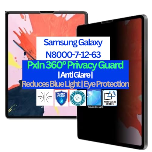 Image of Pxin Tablet Privacy Guard compatible with Samsung Galaxy N8000-7-12-63 | Privacy screen protector | Anti Glare | Anti Spy | Reduces blue light | Self healing from scratches | Eye Protection