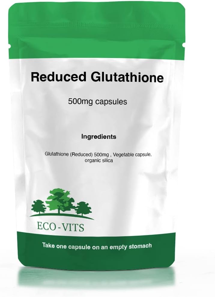 Glutathione (Reduced) 500mg High Strength 60 Capsules Lighter Skin Amino, Antioxidant Support, Liver Detox & Cleansing, Immune System, Healthy Aging