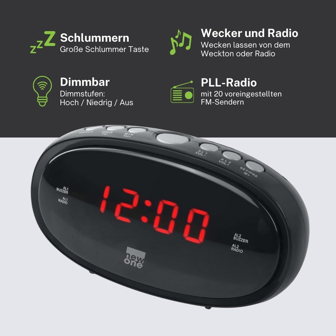 Radio reveil - tuner analogique fm 0,292 kg New One