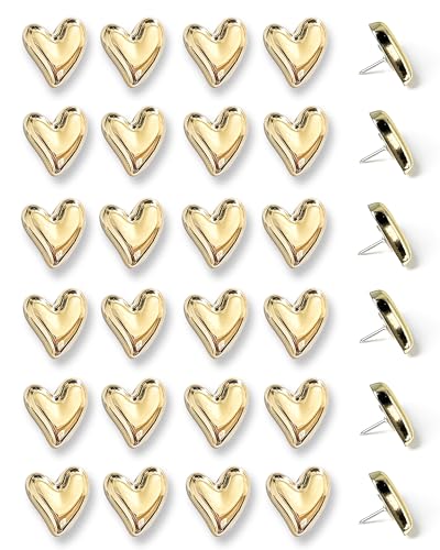 30 pcs - Heart Decorative Pins Gold Cute Pins for Bulletin Board Office or Home (30Pcs-Gold)