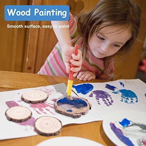 SOMIER Natural Wood Slices, 30Pcs 2.8-3.2 Inches Unfinished Wooden Circles Predrilled Hole Round Discs with 32.8 Ft Jute Twine and Cotton Rope, DIY Crafts Hanging Ornaments for Christmas Decor 5 51FOQknNUpL. AC