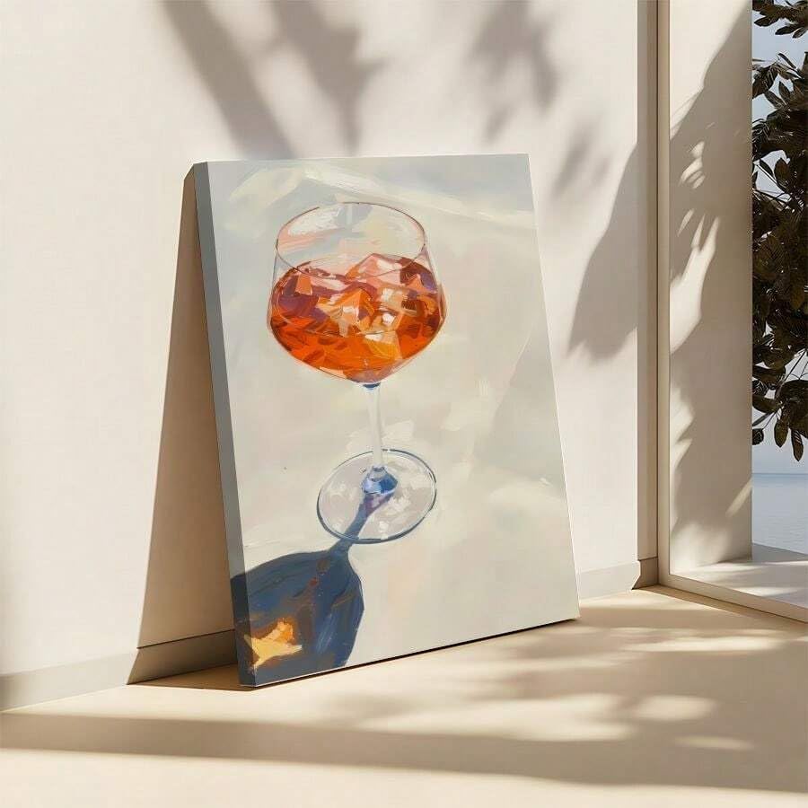 Toile impressionniste verre à vin déco murale 40 x 60 cm - 3