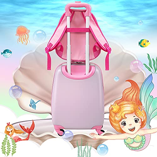 Vlive Kid Luggage W/Wheels For Girls, Toddler Rolling 16In Suitcase W/12In Backpack, Girl Travel Carry-On(Mermaid) #TOP4