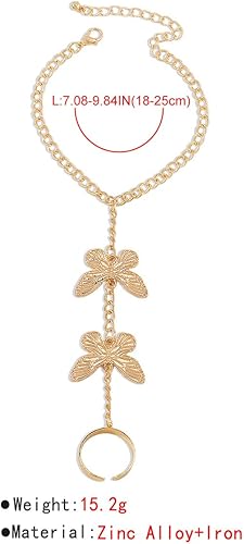 Miniatura 7 de Caiyao Pulsera de anillo punk de serpiente de mariposa, serpiente y araña, pulsera de anillo de dedo de serpiente bohemia, arnés de mano, pulseras