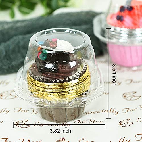 Vumdua Individual Cupcake Containers - 100 Packs Plastic Clear Cupcake Containers, Cake Cupcake Carrier Holder Boxes Dome Holders for Wedding Party, BPA-Free