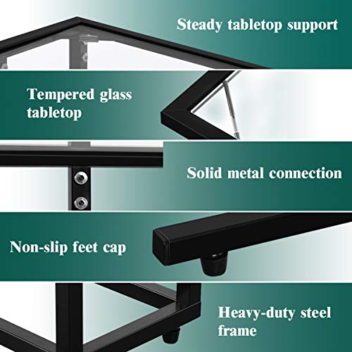 Tangkula Sofa Side End Table, C Shaped Patio Side Table Snack Table With Glass Top & Steel Frame, Portable Indoor Outdoor Couch C Table End Table Laptop Desk Coffee Tray #TOP5