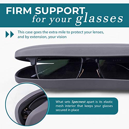 Specnest Eye Glass Case - Thin And Slim Hard Shell Glasses Case For Eyeglasses - Stainless Steel Shell With Vegan Leather For A Modern Professional Look - Hard Glasses Case #TOP3