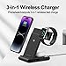 Wireless Charger, 3 in 1 Wireless Charging Station for iPhone 15 14 13 12 11 Pro Max XR XS etc and Qi-Enabled Phones, for iWatch 9 8 7 6 5 4 3 2 SE, for AirPods Pro 3 2 (Dark Black)