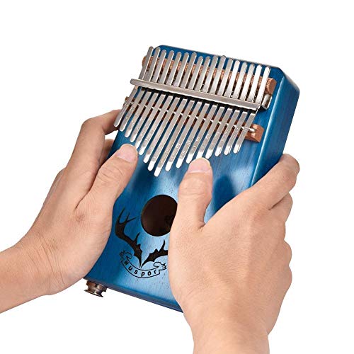 CHENTAOMAYAN Kalimba 17 toetsen massief mahonie EQ duim vinger piano ingebouwde pickup (rendier hoorn) (kleur: blauw) - Image 5