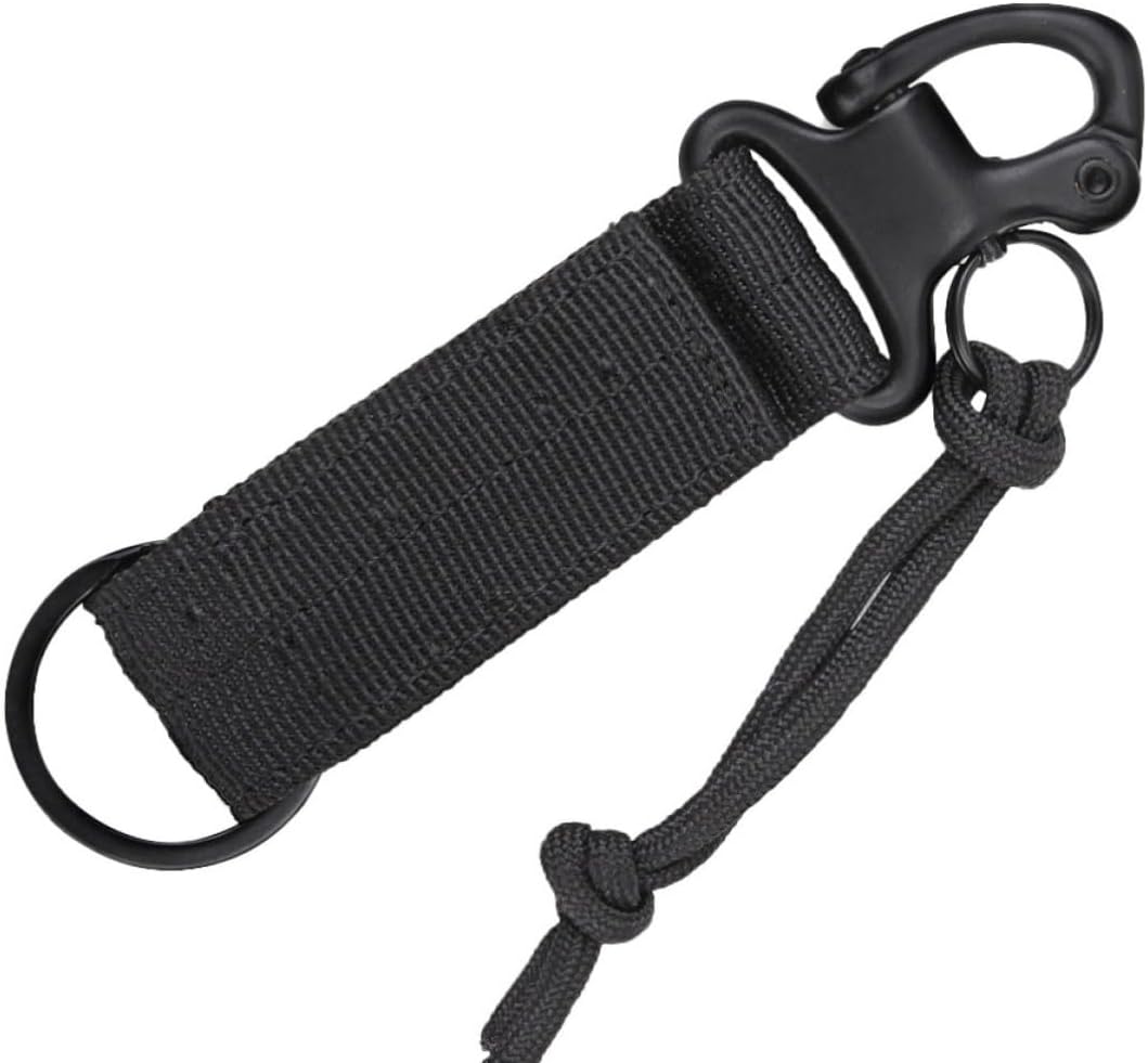 Nylon Outdoor Waist Belt Key Buckle with Hook and Loop, Black
