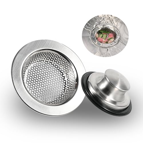 RQYEKDO Sink Strainer Stopper Kit Stainless Steel 4.4" Disposal Plug