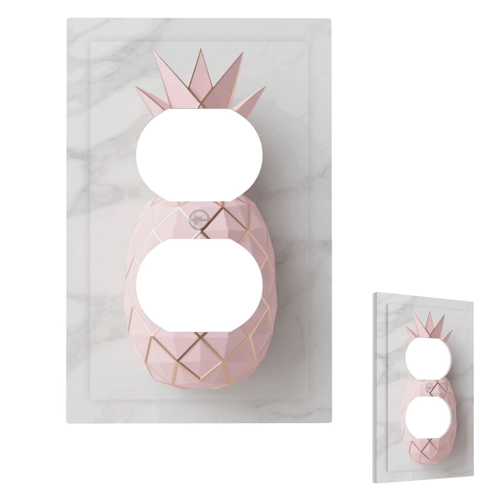Gold Pineapple Wall Plate Cover Modern Decorative 1 Gang Light Switch Cover Unbreakable Receptacle Outlet Covers For Living Room Bedroom Home Decor Duplex
