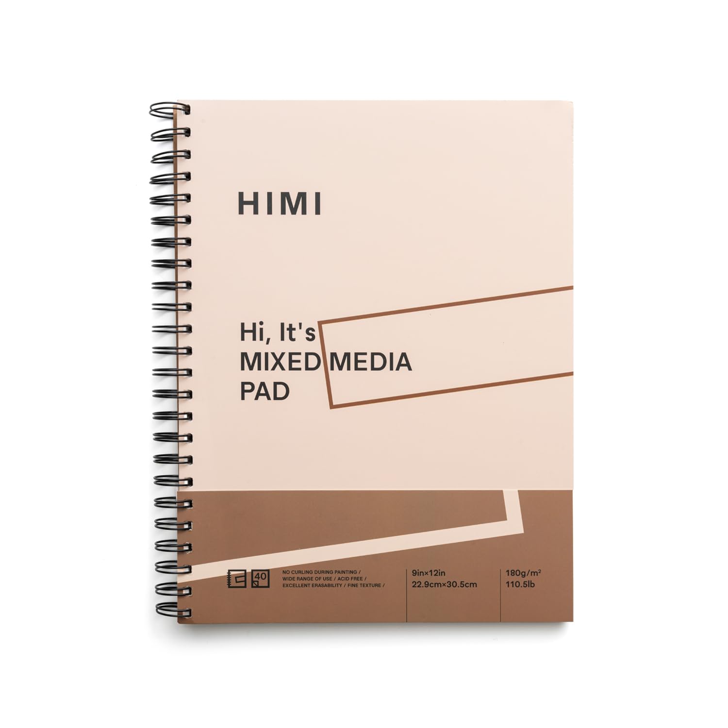 Bloc HIMI 50 Feuilles Papier Gouache A5 – 17,8x25,4 Cm, 160g, Reliure Spirale, Sans Acide