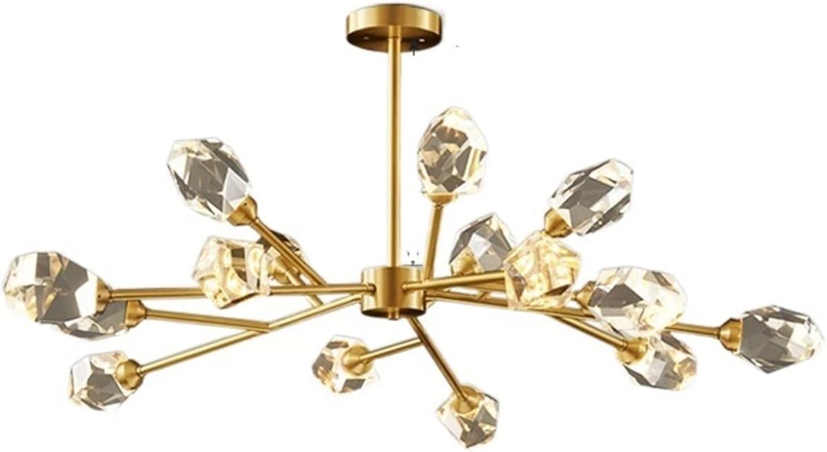 Jybnbbe Light Chandeliers Luxury All Copper Crystal Chandelier Living Room Lamp Art Bedroom Hall Lamp,15 Head