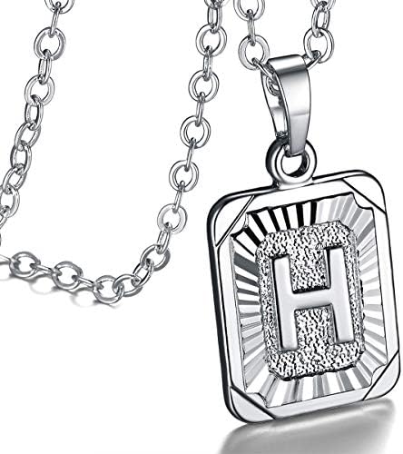 FOCALOOK Letter Pendant Necklace for Women Men Stainless Steel/Gold Plated Initials Jewellery Captial A-Z Alphabet Charm Adjustable Chain 20"+2"inches