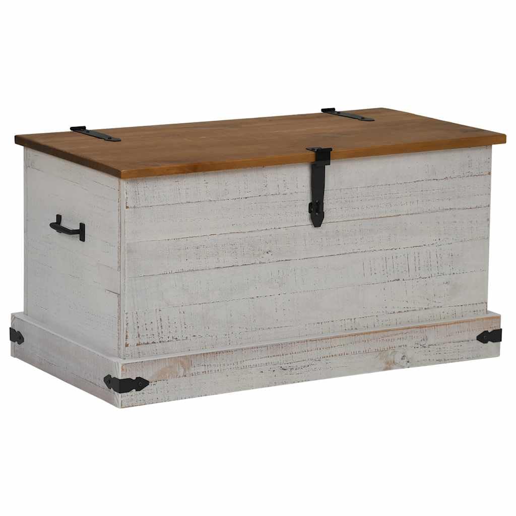 vidaXL - HALDEN White Pine Storage Chest Trunk/Coffee Table with Metal Handles 91x48x47 cm for Living Room/Bedroom