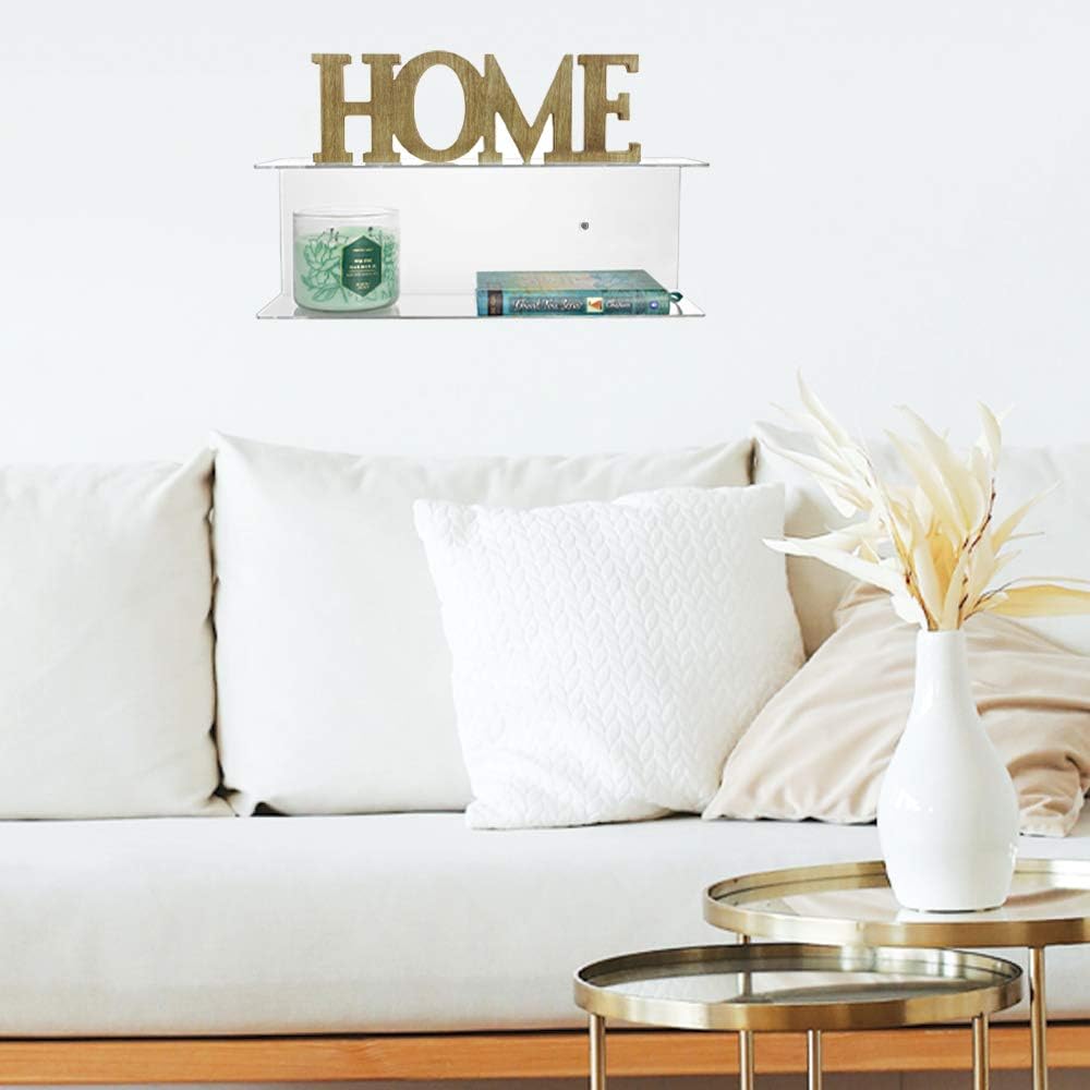 SOURCE ONE Premium 2 Tier Floating Acrylic Shelf for Bedrooms, Bathrooms, Kitchen & Office Use (16 Inch)