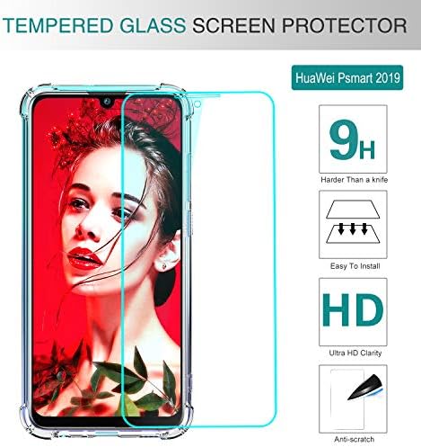 LeYi for Huawei P Smart 2019 Case with Tempered Glass Screen Protector2Pack,Crystal Clear [Military Grade] Thin Air Cushion Full Body Shockproof Silicone Hard PC Phone Cover for Huawei P Smart 2019
