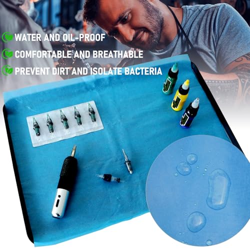 Image of Tattoo Table Covers Clean Pad, Waterproof Tattoo Bib Sheet for Patients - Dentist or Medical Tray Cover and Nail Table Cover Supplies,100pcs15 inch X 19 inch