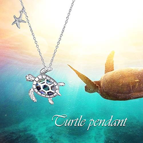 WINNICACA Ocean Theme Pendant Sterling Silver Turtle/Mermaid/Jellyfish/Dolphin Necklace for Women Gifts