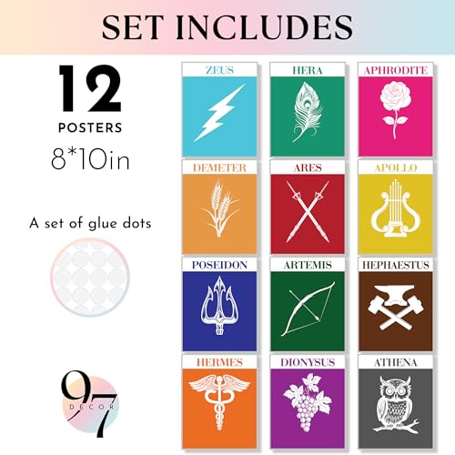97 Decor Greek Mythology Decor - Ancient Greek Decoration, Apollo Greek God Posters, Greek Wall Art Prints, Aphrodite Poseidon Athena Goddess Party Decorations (8x10 Unframed) — view 2