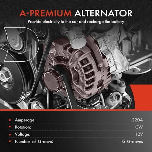 A-Premium Alternator Compatible with Chevrolet Silverado 2500 HD 3500 HD, Suburban, Suburban 3500 HD, Express & GMC Sierra 2500 HD 3500 HD, Savana, 4.3L 4.8L 6.0L, 12V 220A 6-Groove Pulley Clockwise by A-Premium - Image 2