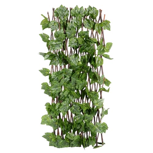 UNUS Treillis avec feuilles artificielles - Treillis décoratif en osier pour balcon, terrasse et espaces extérieurs protégés en vert, violet, orange ou jaune