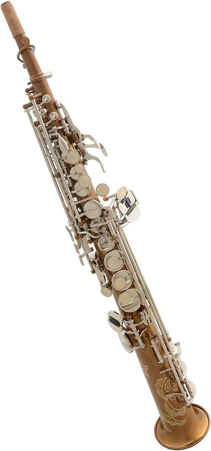 Zestaw dla początkujących saksofonu dla dorosłych – wysoki, płaski, mosiężny korpus prosty instrument muzyczny z antyczną miedzianą powierzchnią