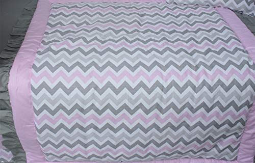 Babyfad Elephant Pink Chevron 9 Piece Baby Crib Bedding Set 100% Cotton #TOP1