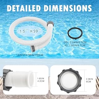 HOMNUTS Pool Hoses for Above Ground 1.5’’ Diameter 59" Long Accessory Swimming Pool Replacement Hose, 2 Pack Filter Pump Hose Compatible with Pump Models