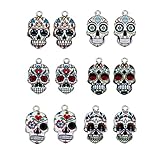 Sugar Skull Charms - 3/4 Inch Jewelry Craft Charms - Day of the Dead (6 Styles - 2 Each Sugar Skull)