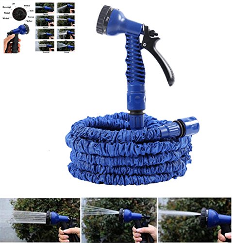 NBD® Tuyau d'arrosage, 150 feet/45m Tuyau d'arrosage Rétractable + pistolet d'arrosage 7 fonctions,léger extensible jusqu'à 3 fois avec Connecteur de robinet Connecteur rapide et Suceur multifonctions