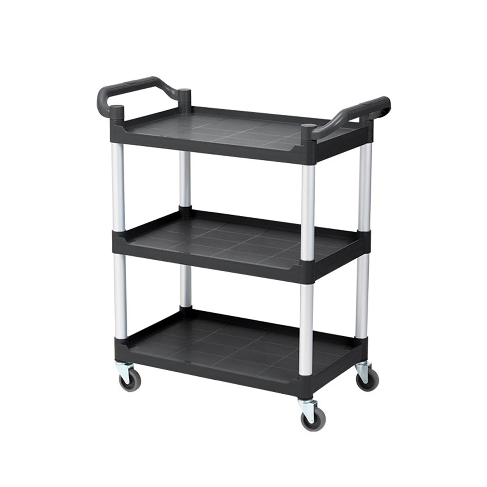 Plastic Service Trolley With Wheels,450 Lbs Capacity,Suitable For Restaurants,Food,Offices,Warehouses(Black,Medium)