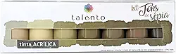 Tinta Acrílica Para Artesanato Talento, 7 Cores de 37ml, Tons de Sépia