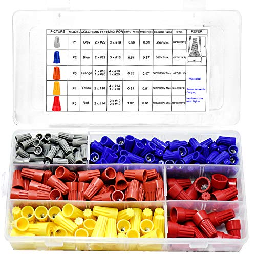 320Pcs Electrical Wire Connectors Kit - Muhize Electrical Twist Nuts Caps Wire Connectors with Spring Insert Twist Nuts Caps Assortment Set