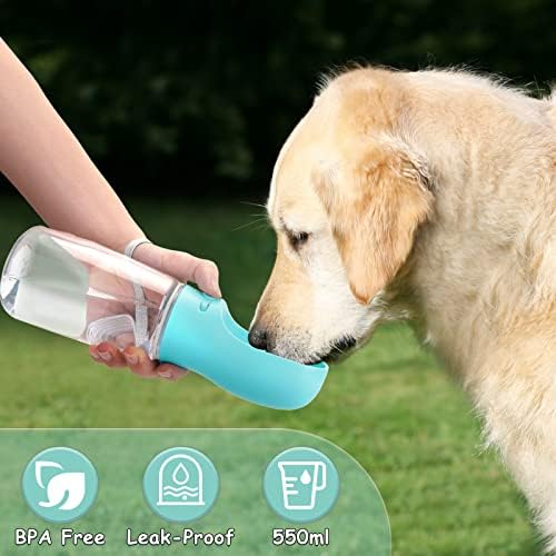 Makerfire Portable Dog Water Bottle 550ml, Dogs Travel Water Bottle, Pets Water Dispenser for Dog Cat Pet Outdoor Walking Travelling Drinking (Blue)