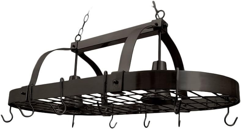Elegant Designs PR1000-ORB Home Collection 2 Light Kitchen Pot Rack with Downlights, Oil Rubbed Bronze