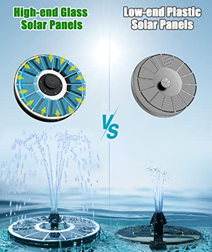 Szmp Solar Fountain Upgraded 100% Glass Panel, 3.5W Floating Solar Powered Water Pump Built-In 2000 Battery With 7 Nozzle & 4 Fixer, Solar Bird Bath Fountain For Garden, Pond, Pool, Outdoor (Colorful) #TOP2