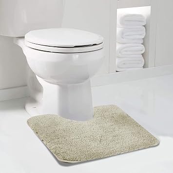 Walensee Bathroom Contour Rug 20x24, Light Tan Non Slip Bath Mat Water Absorbent Soft Microfiber Shaggy Bathroom Mat Machine Washable Bath Rug U Shape Toilet Rug