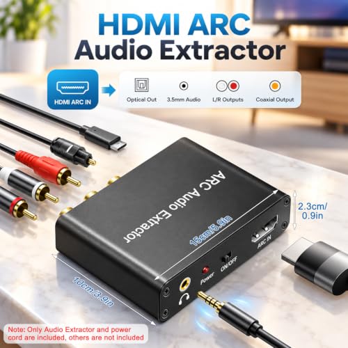 Image of ZORBES 192KHz HDMI Audio Extractor to Optical Coaxial RCA 3.5mm, 5.1 CH