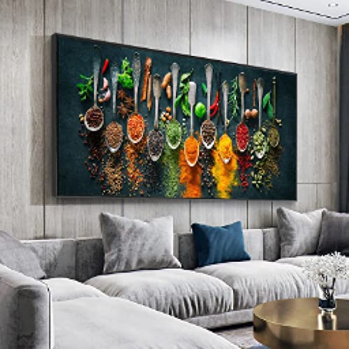 Image d'art pour la décoration intérieure de cuisine moderne toile premium herbes et épices