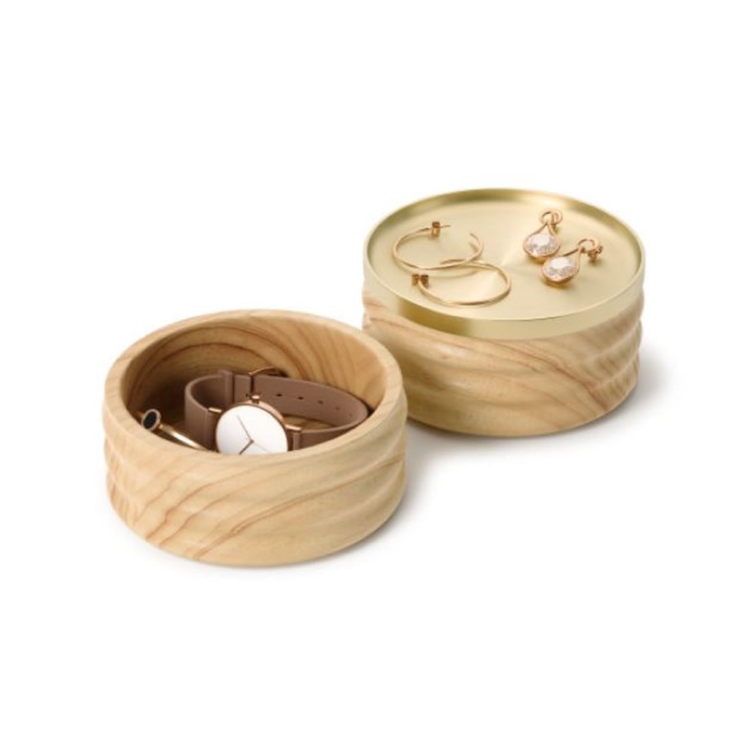 UmbraUmbra Tesora Wood Jewellery Box, Natural/Brass