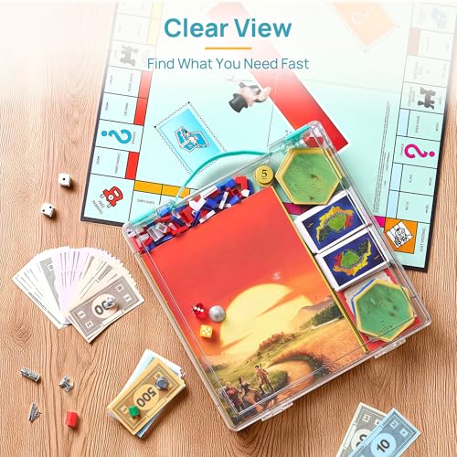 Image of Vtopmart 2 Pack Board Game Storage with Handle and Snap-Tight Latch Lid | Clear Craft Organizer Fit 12 inch x 12 inch Papers, Stackable Storage Box for Scrapbook Storage, Art Supply Storage, Puzzle Storage