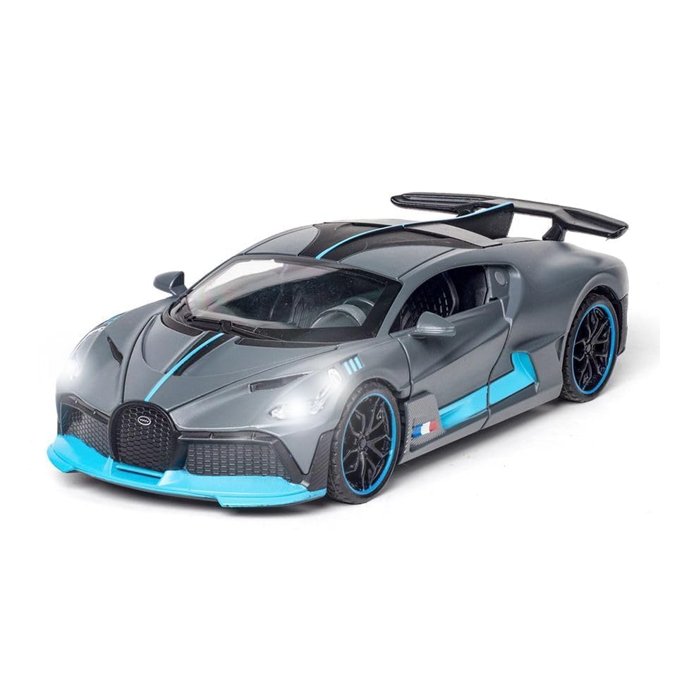Image of SPITEN Bugatti Divo 1:32 Exclusive Alloy Metal Pull Back Die-cast Car Diecast Metal Pullback Toy car with Openable Doors & Light, Music Boys Gifts Toys for Kids【Colors as Per Stock】(Multicolour)